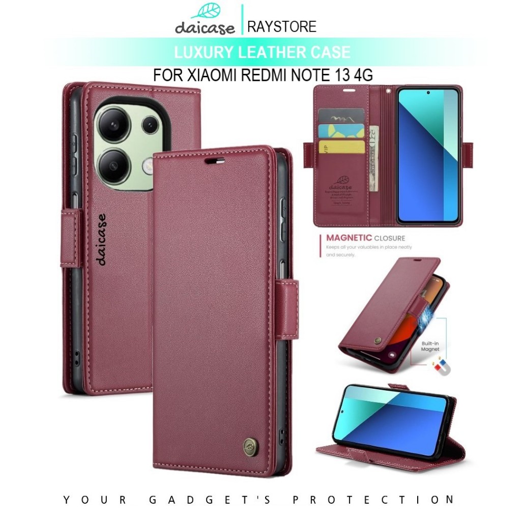 XIAOMI REDMI NOTE 13 4G FLIP LEATHER CASE PREMIUM-FLIP WALLET CASE UNTUK XIAOMI REDMI NNOTE 13 4G