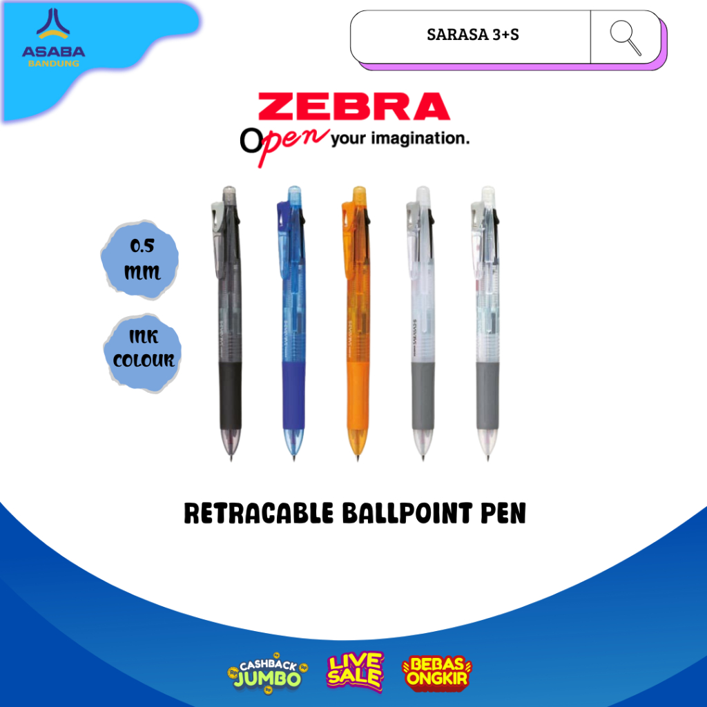 

Arm Asaba Bandung - Zebra Sarasa 3+S Multifungsi Gel Pen