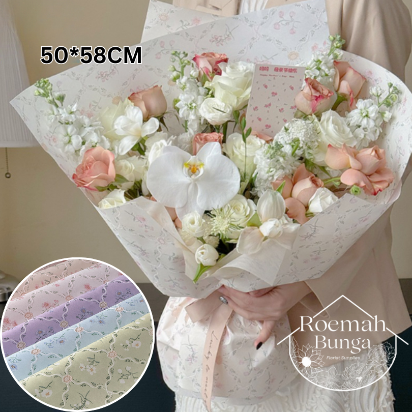 

[LBR] Kertas Motif Bunga Emboss 50*58cm / Bungkus Bunga Buket Florist Kado