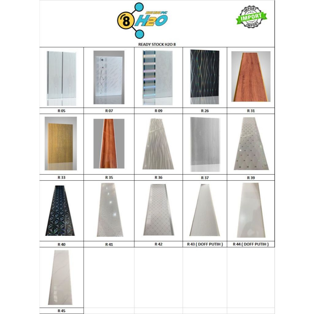 PLAFON PVC | MERK H20 PANJANG 4M ( MEDAN )