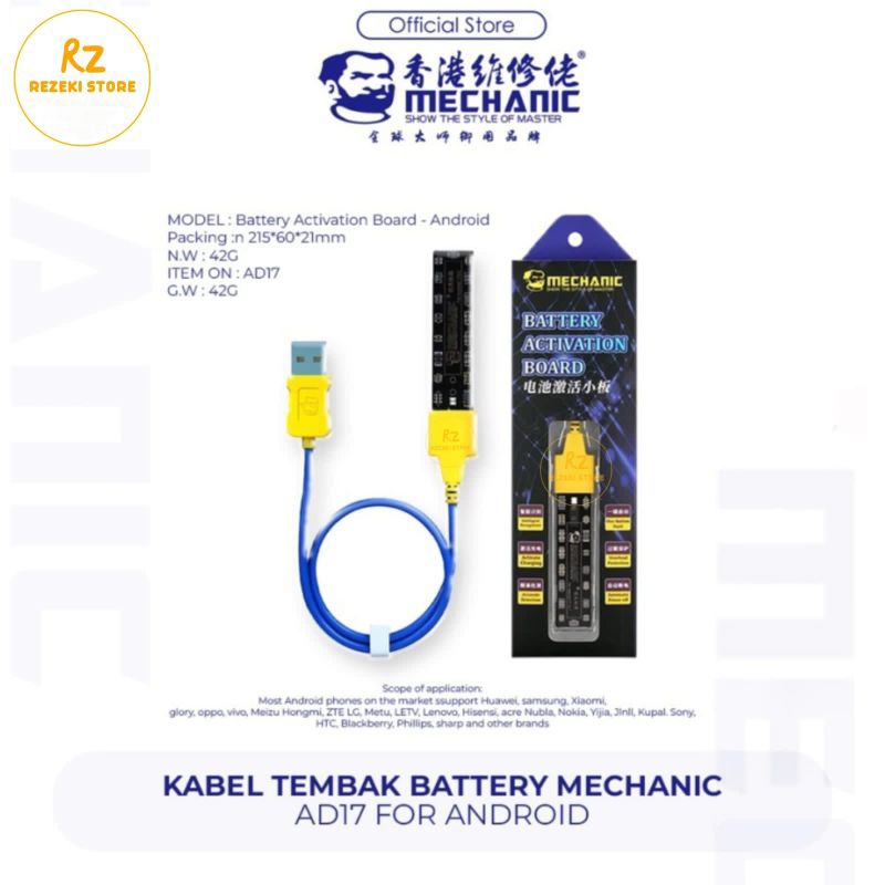 Kabel Tembak Battery Mechanic AD17 For Android Original