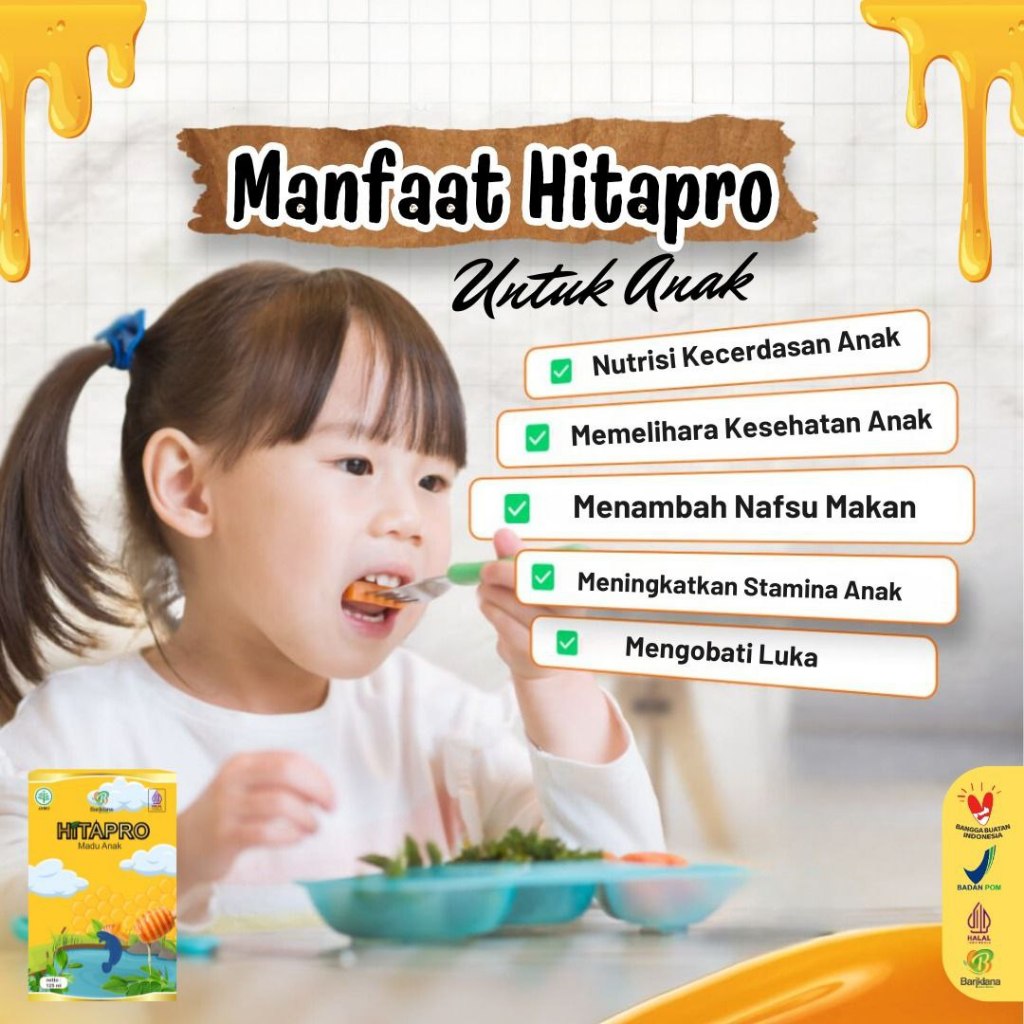 Madu Anak HITAPRO Suplemen Untuk Mencerdaskan Otak Anak, Cepat Pintar & Cerdas, Pengencer Otak, Daya