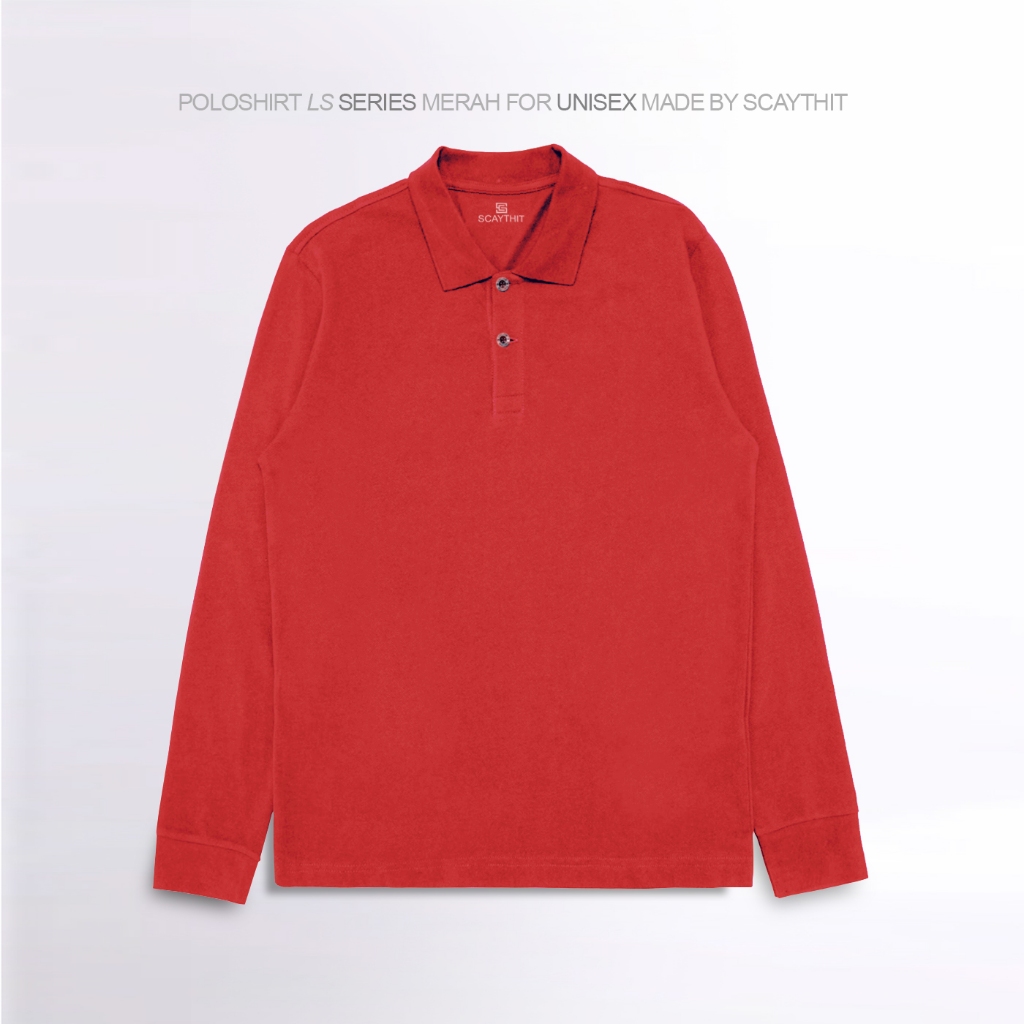Scaythit - Polo Shirts Kerah Polos Lengan Panjang Basic Pria Wanita  - Baju Berkerah Brand Original 