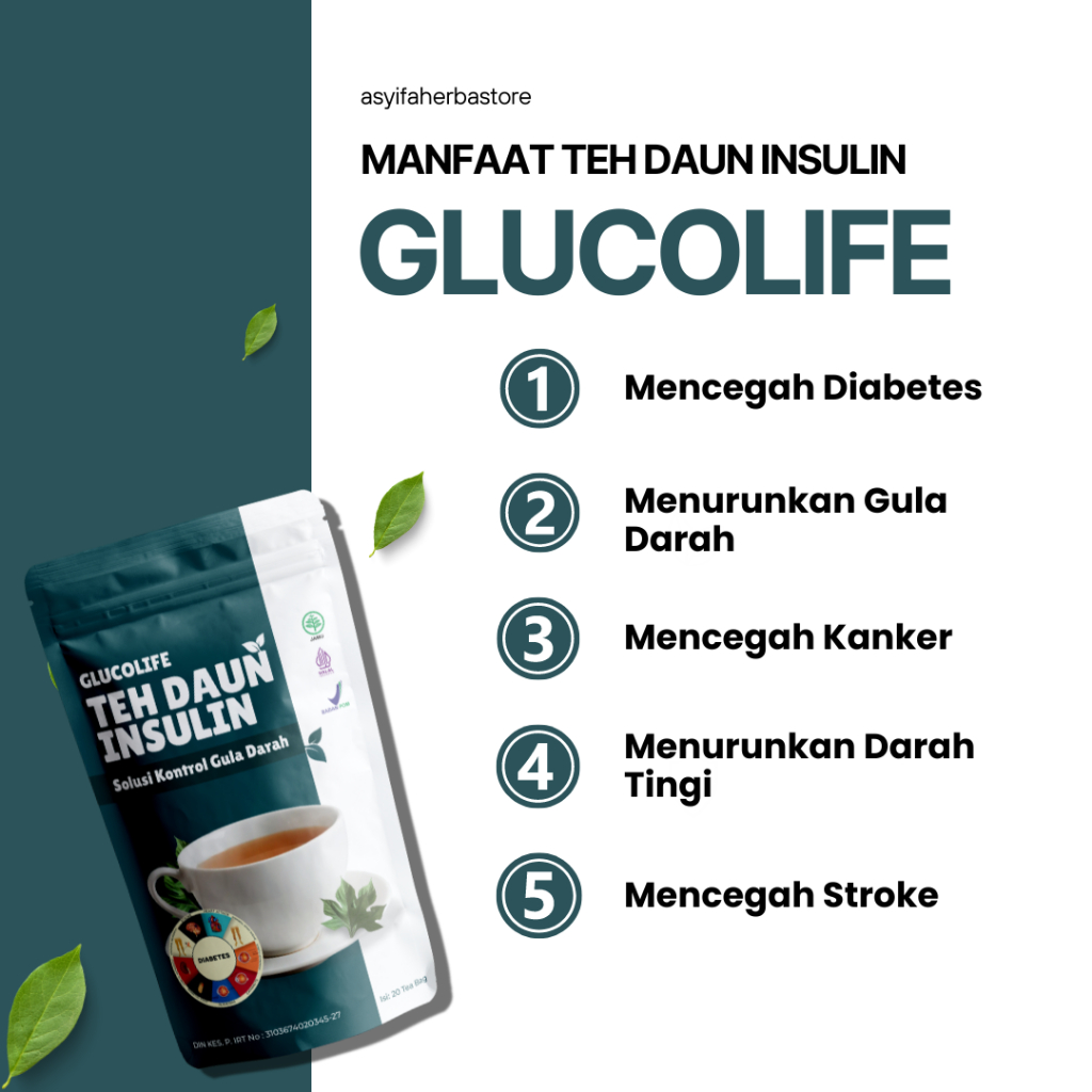 

Glucolife Teh Daun Insulin Solusi Gula Darah Turun Diabet Sembuh Teh Herbal Paket 2 Box