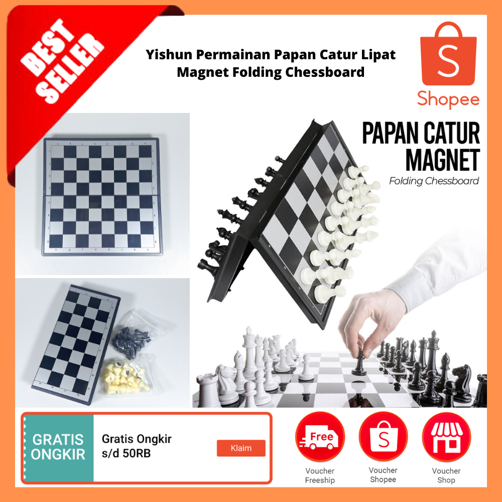Permainan Papan Catur Lipat Magnet Folding Chessboard / Set Papan Catur Internasional Mini Lipat
