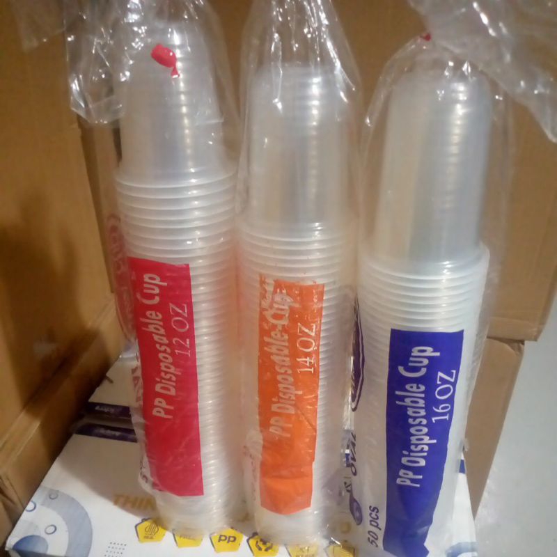 HP - Gelas Plastik Cup WITA 12 Oz/14 Oz/16 Oz 8gr OVAL PP POLOS Perslop isi 50pcs
