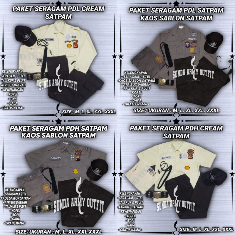 SERAGAM SECURITY TERBARU / SERAGAM SATPAM LENGKAP / SERAGAM SATPAM COKLAT / SERAGAM SECURITY KREM / 