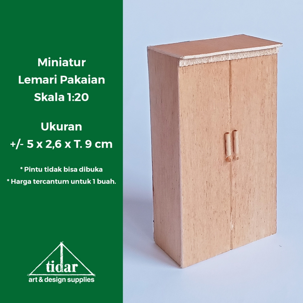 

[MR] MH - Miniatur Maket Lemari Pakaian 2 Pintu / Lemari Kayu Skala 1:20