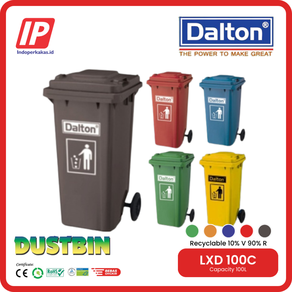 Dalton Tempat Sampah Plastik HDPE 100 Liter Tong Sampah Roda