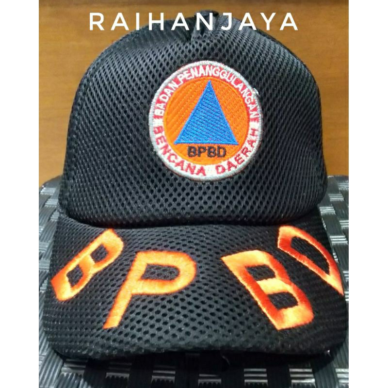 topi hitam BPBD free bordir nama