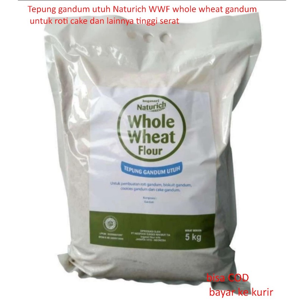 

Tepung gandum utuh Naturich WWF whole wheat gandum untuk roti cake dan lainnya tinggi serat hasil lebih premium