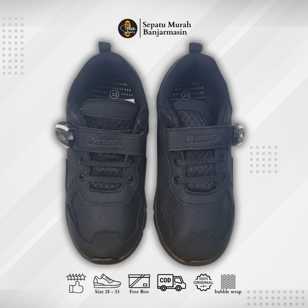 PROMO Sepatu Sekolah Anak LOGGO Magnet Sepatu Sekolah Murah Mewah Keren FREE KAOS KAKI Size 28-33 FU