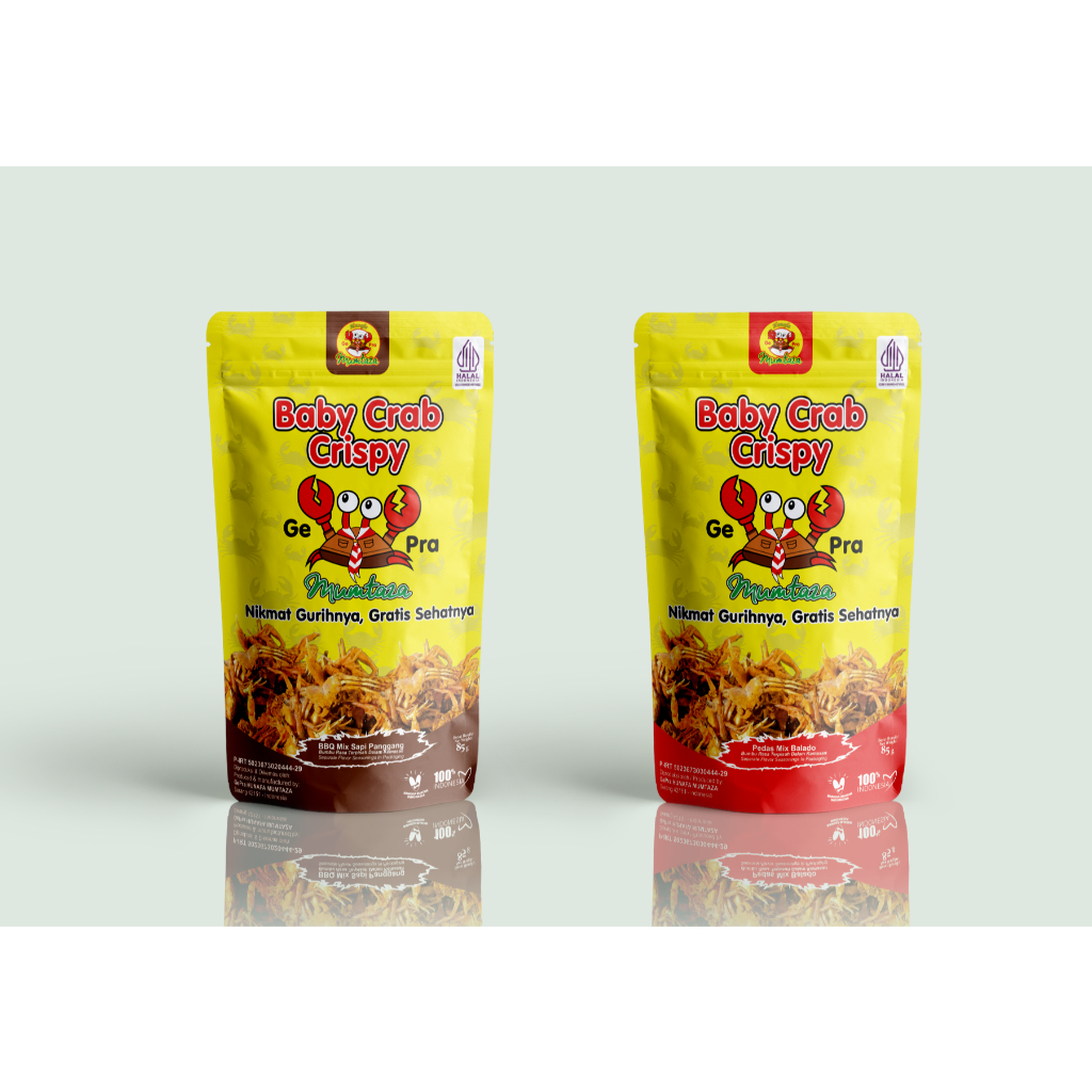 

Gepra Baby Crab Crispy Kriuk Pedas BBQ Jagung Bakar 85gr