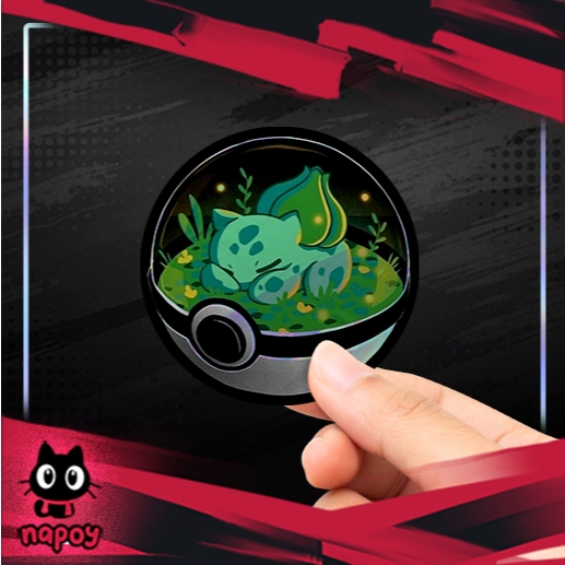 

Stiker Hologram Anime Pokemon Bulbasaur Sleep Poke Ball