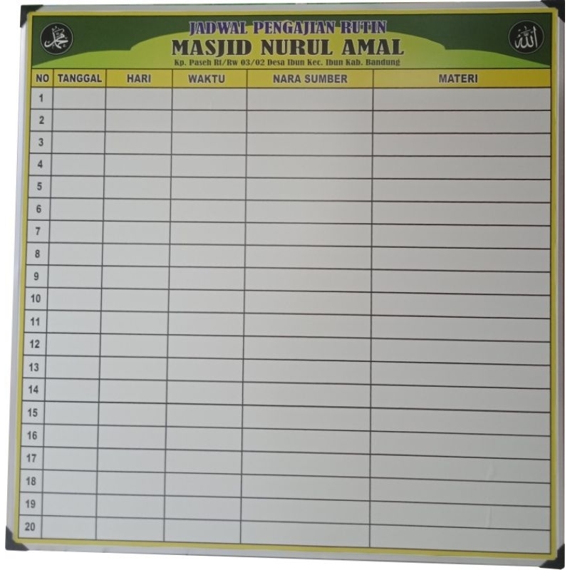 

PAPAN JADWAL PENGAJIAN RUTIN