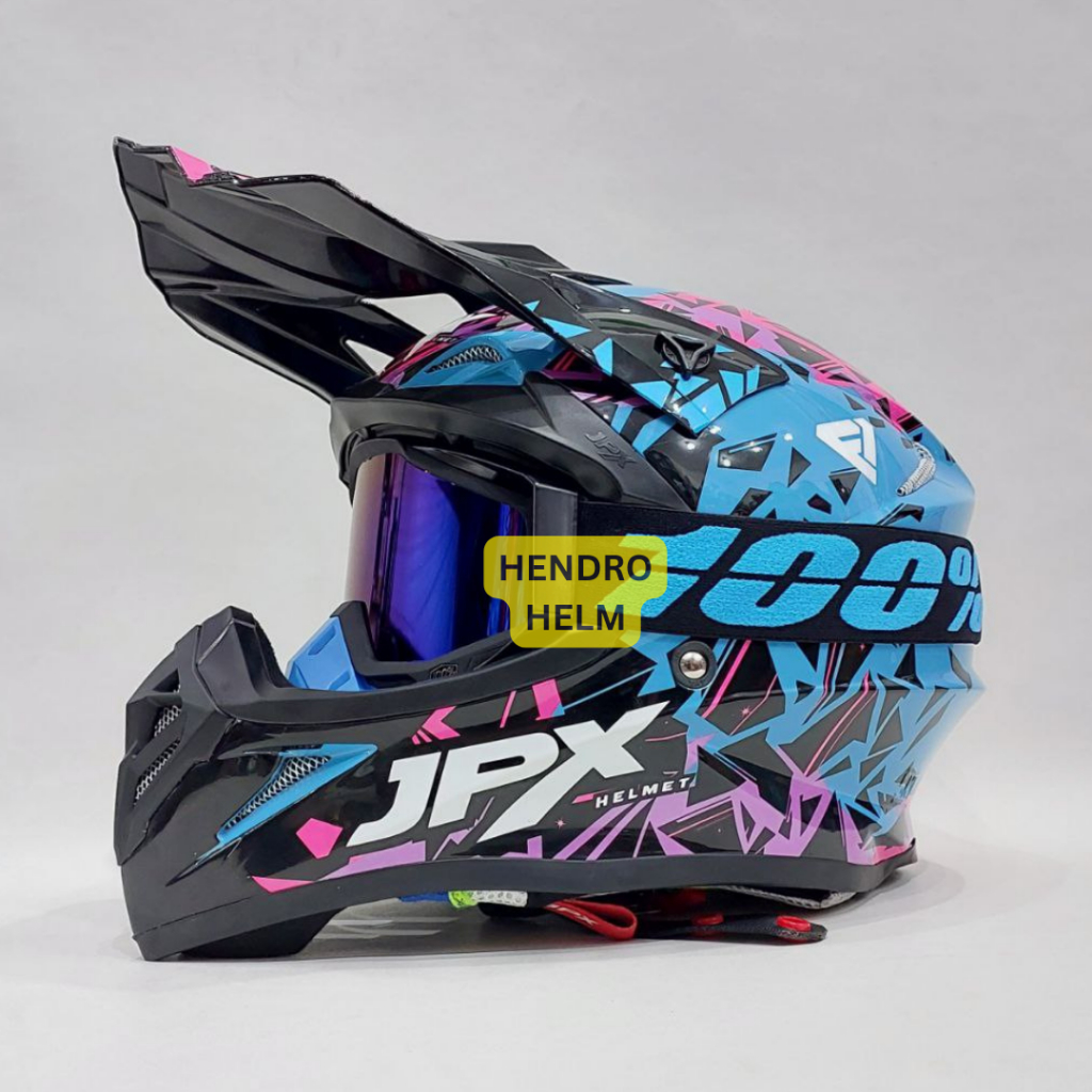 Helm Jpx Cross Fox1 X33 Blue Glossy Google
