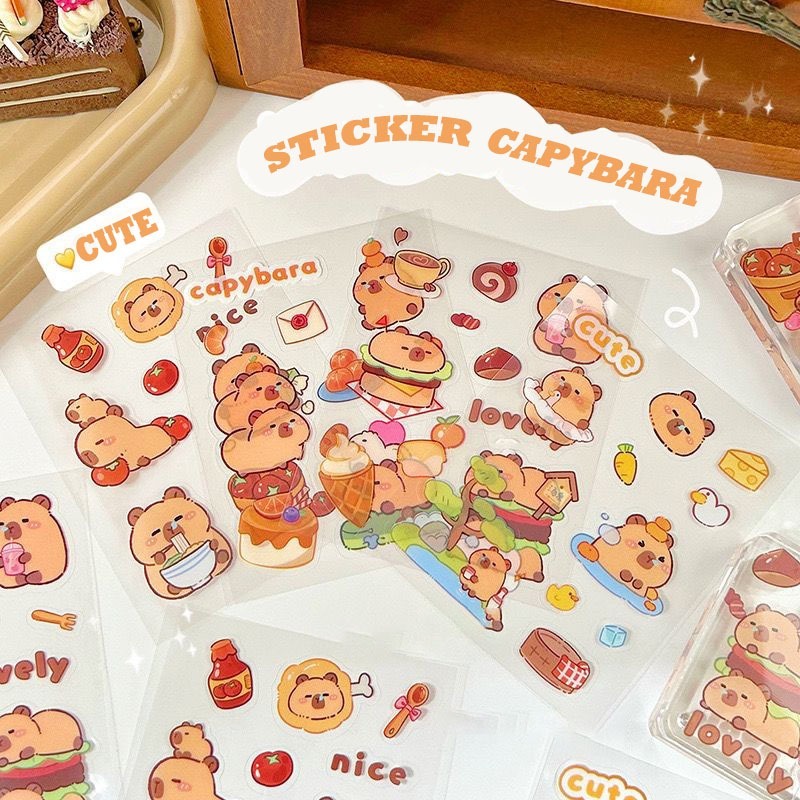 

batamall - STICKER AESTHETIC TRANSPARAN MATTE WATERPROOF ANAK KARAKTER CAPYBARA #ST118 STICKER LUCU ANTI AIR KARAKTER 4 LEMBAR PER PACK STICKER DIY JURNAL ANAK