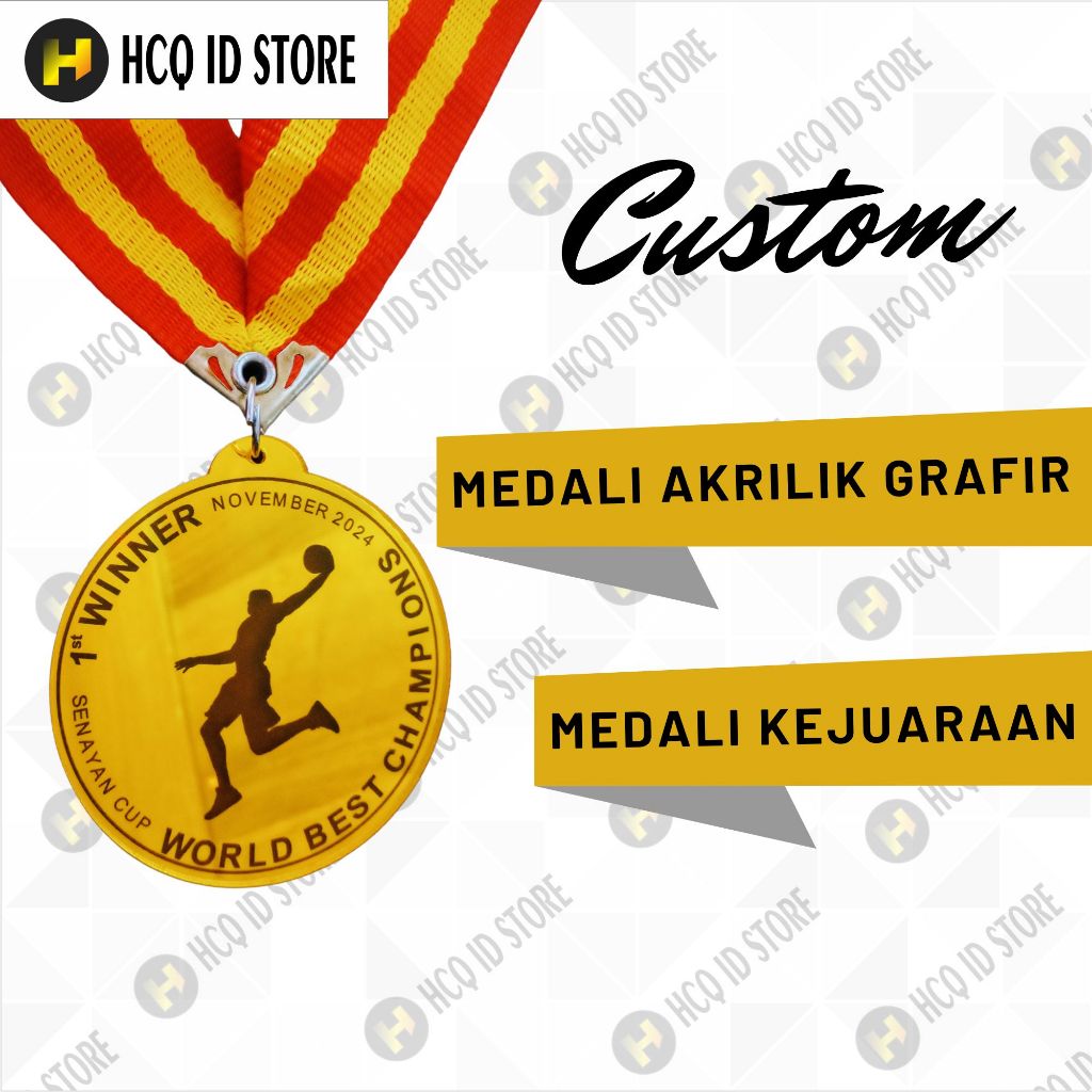 Medali Akrilik Grafir Custom Kejuaraan Lomba / Medali Perlombaan / Medali Turnamen / Hadiah Tourname
