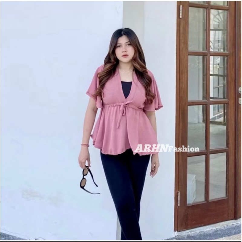 Cessie Blouse Crinkle Atasan Wanita Lengan Pendek