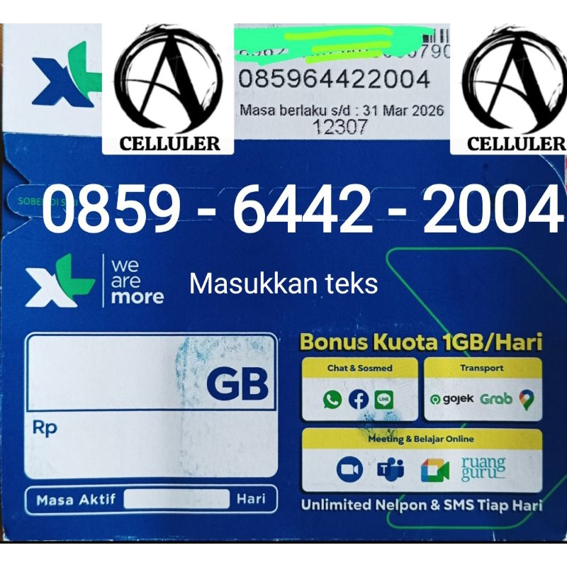 nomer cantik XL/nomer ganteng XL/nomer bagus/nomer cantik