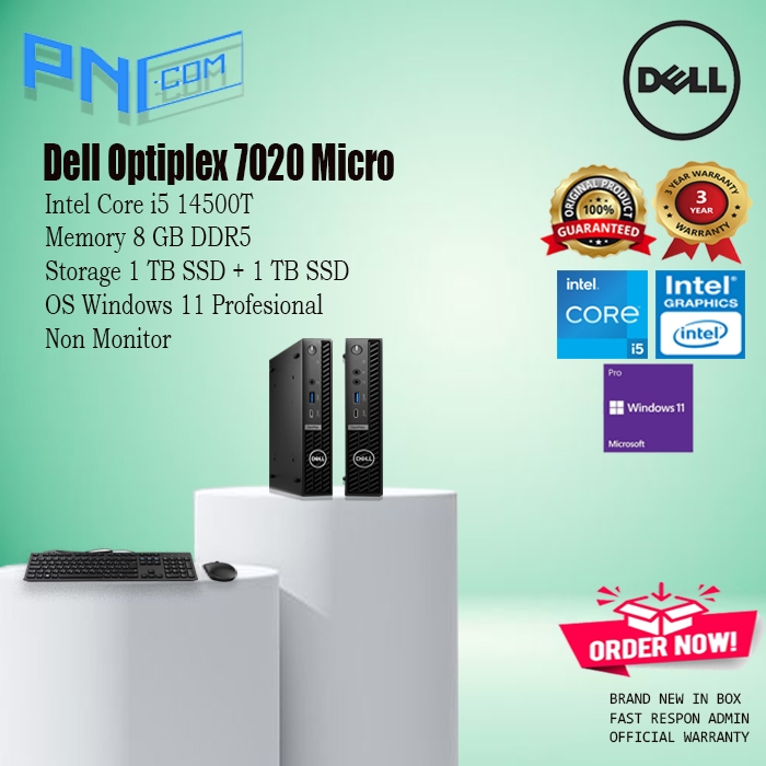 Dell Optiplex 7020 Micro i5-14500T 8GB 1TB SSD + 1TB SSD WIN11PRO 3 Yr Non Monitor