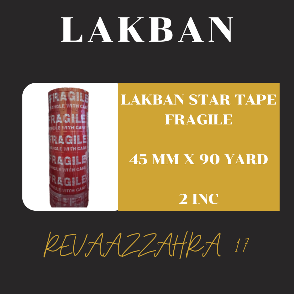 

1 pack isi 6 pcs lakban fragile 45 mm x 90 yard