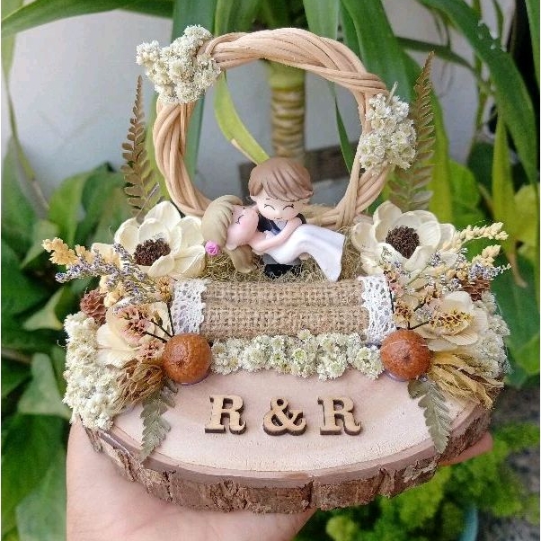 Tempat cincin nikah/tunangan miniatur couple rustic