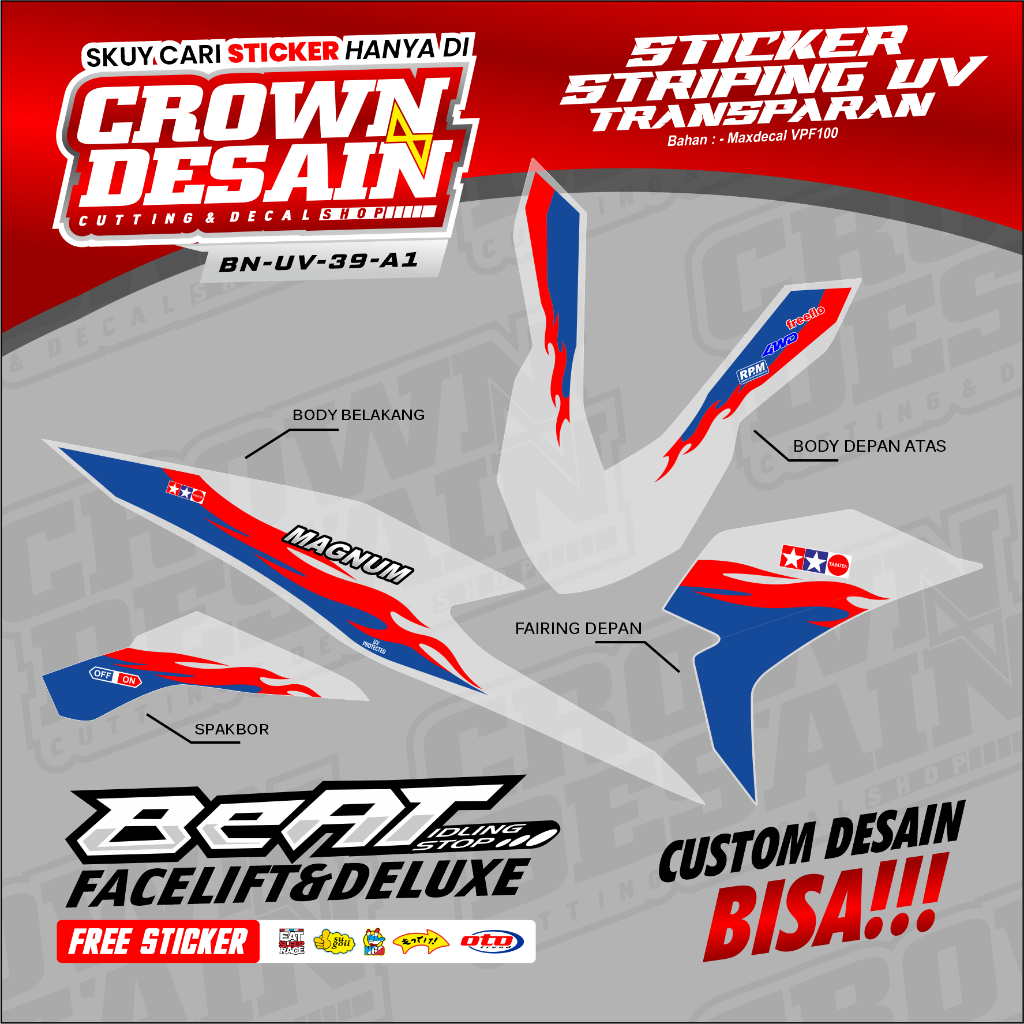 Striping Stiker Transparan Beat Deluxe Beat New Lis Racing - Stiker Striping Beat New Street New MAG