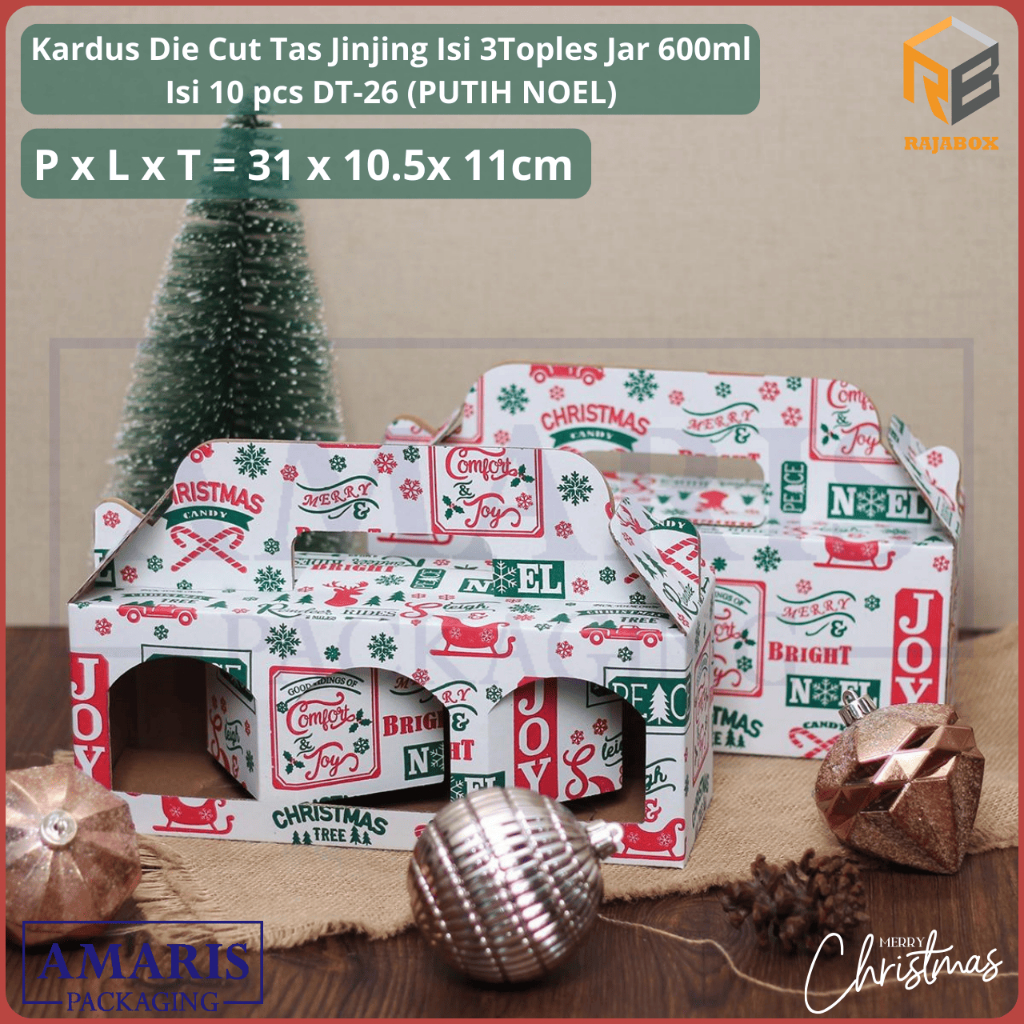 

DT-26 Kardus Die Cut Tas Jinjing Isi 3 Toples Jar (UKURAN TOPLES 10CM DAN TINGGI 10CM) Packaging