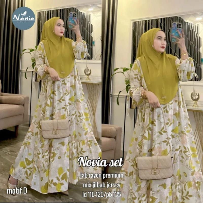 Aqila Basic syari/Novia Set syar'i/Set gamis hijab motif