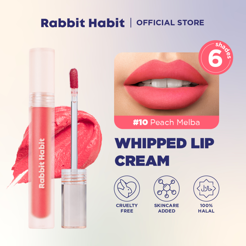 Rabbit Habit Whipped Lip Cream #10 Peach Melba | Semi-matte Non-drying Lip cream