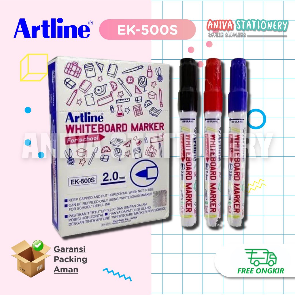 

Artline Spidol Papan Tulis Whiteboard Glassboard Marker Refillable EK-500S 2.0mm