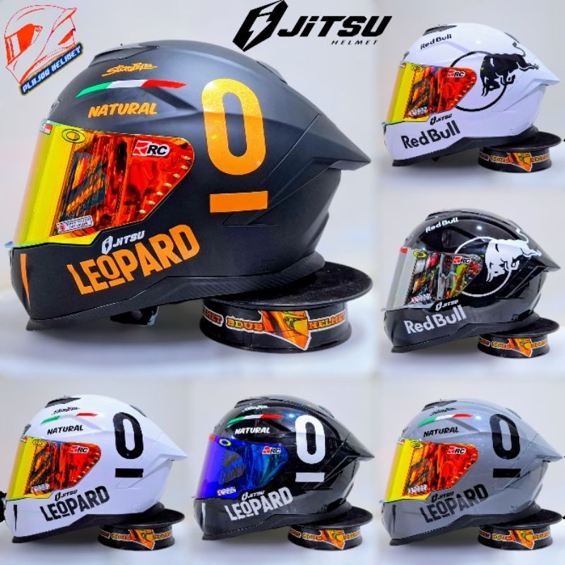 Helm Full Face Jitsu Air 1 Black Doff paket ganteng leopard