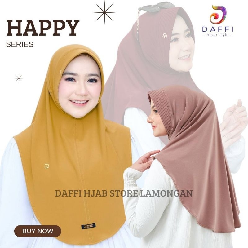 HAPPY Daffi Hijab Ori Terbaru Jilbab Bergo Instan Jersey Premium Pet Antem