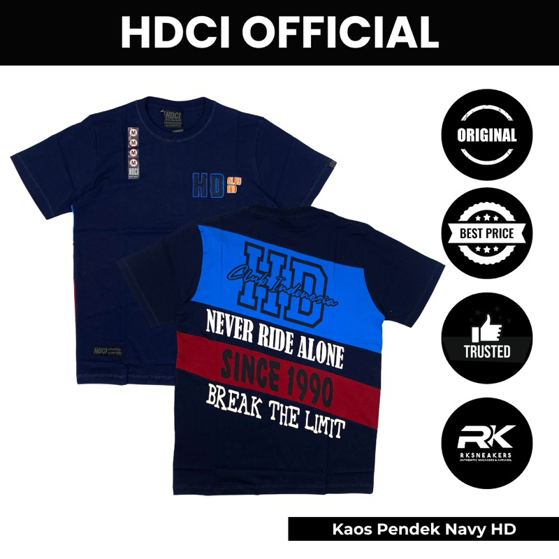 Kaos Pendek Navy Harley Davidson Club Indonesia 100% Authentic