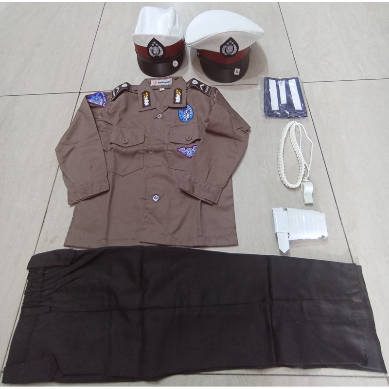Seragam Sekolah Baju Polisi Set Atribut Lengkap TK SD Cowok/Cewek (Toko Radenmat Palembang)