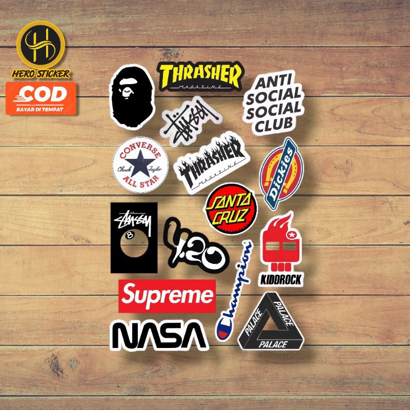 

STICKER STIKER BRAND 15PCS STIKER AESTHETIC AKSESORIS LAPTOP HP ANTI AIR MOTIF HELM DLL