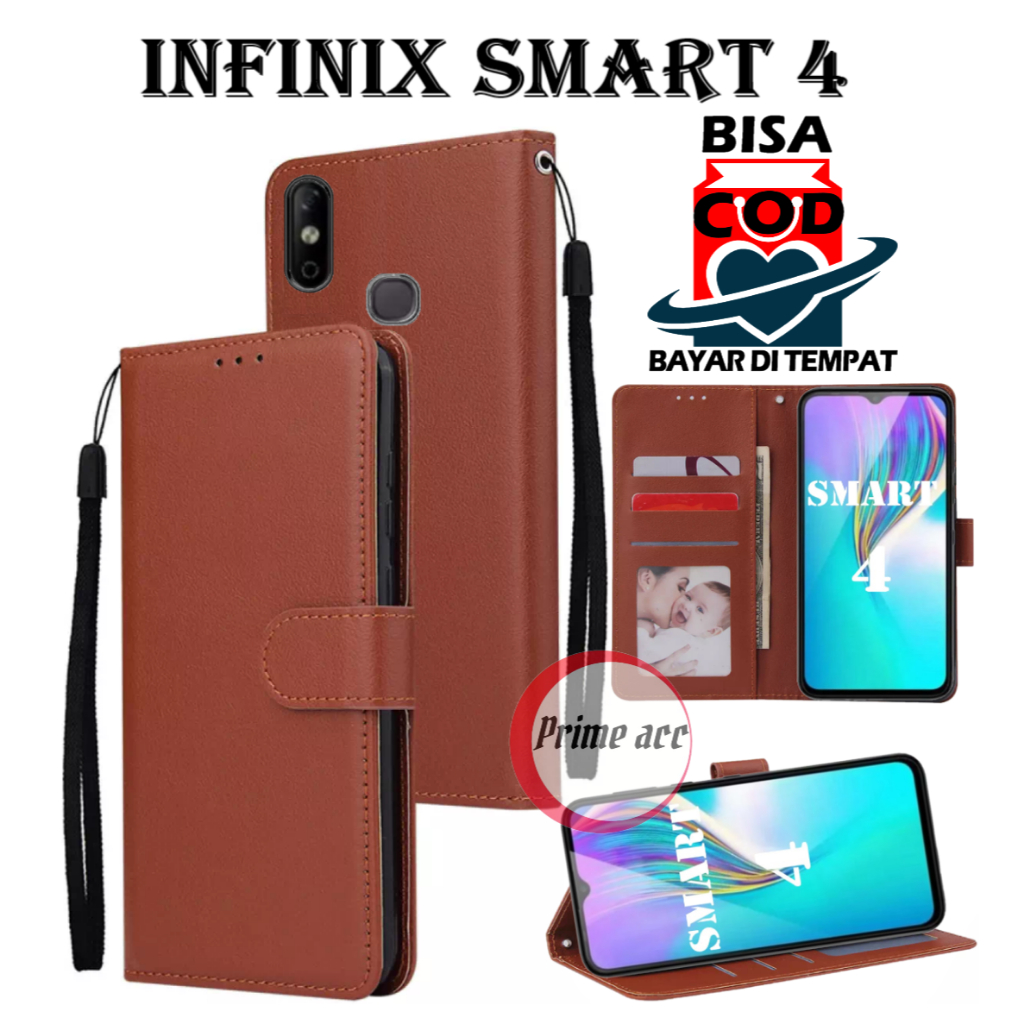 flip case INFINIX SMART 4 leather case casing dompet handphone