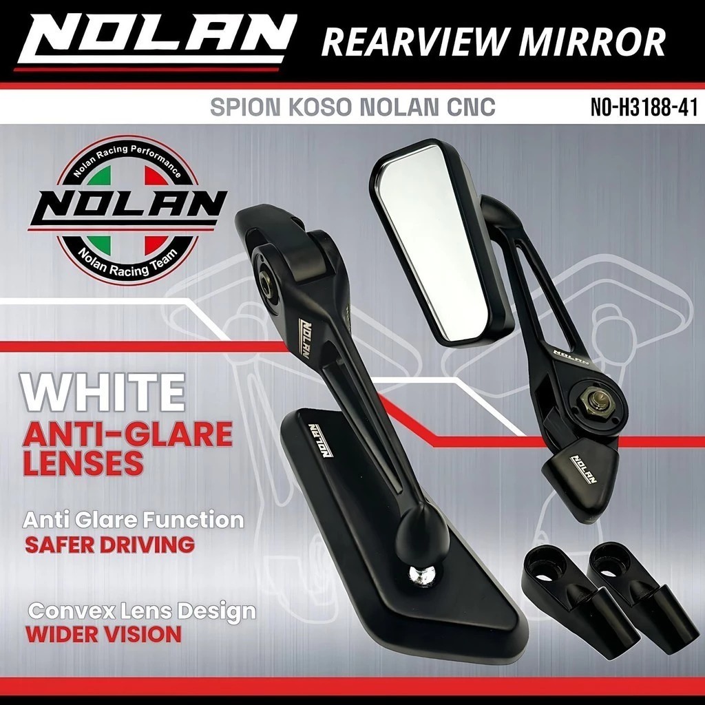 Spion NOLAN Model KOSO Kaca Putih Bahan Aluminium Full CNC Universal vario 160 vario 125 vario150 pc