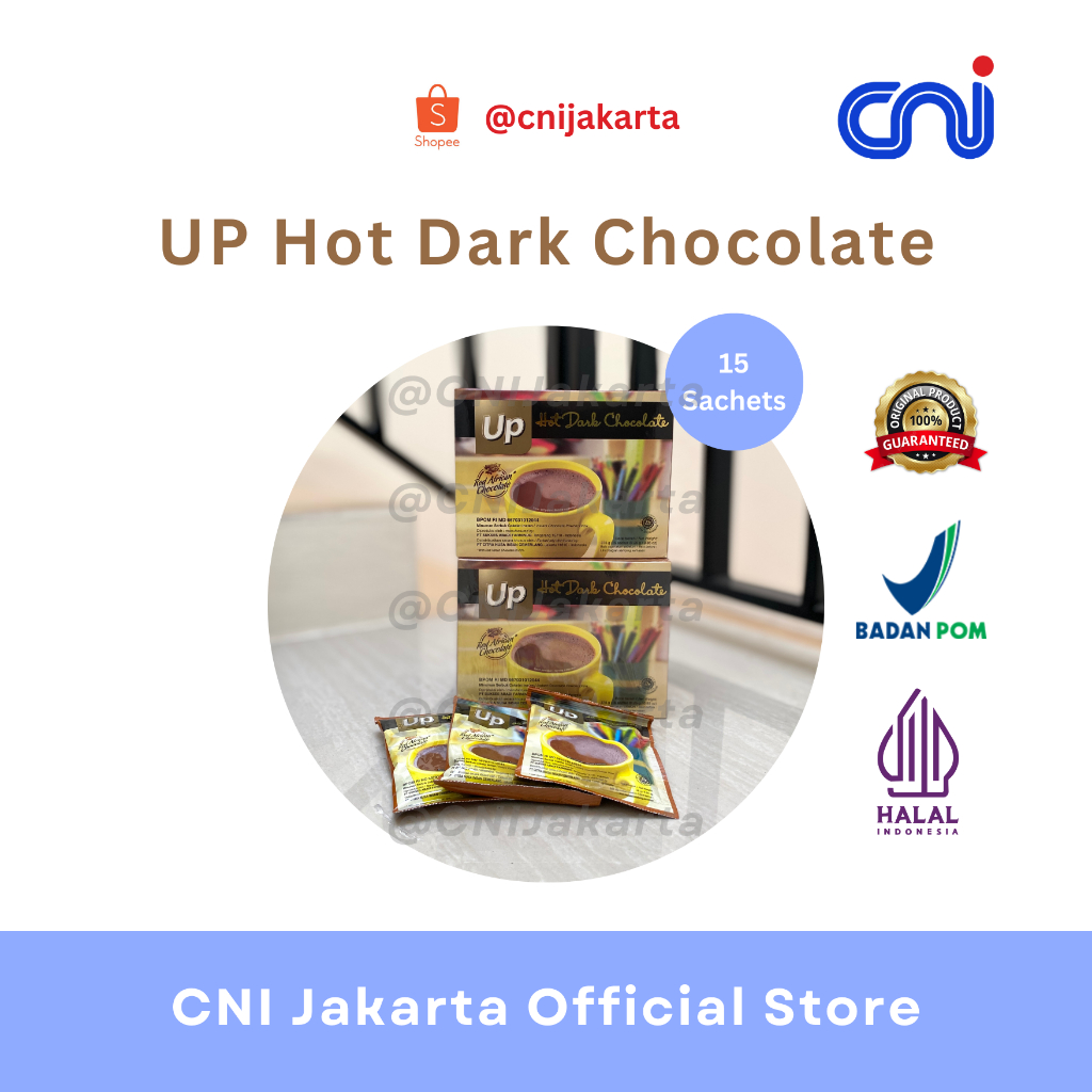 

UP HOT DARK CHOCOLATE 15 SACHETS - Minuman Coklat Kakao 70% Rendah Kalori & Ekstrak Ginseng