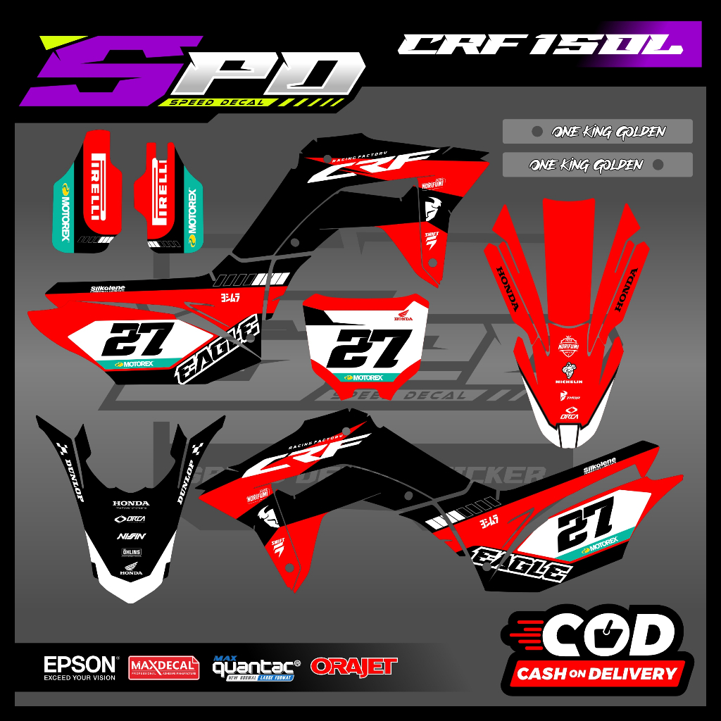 DECAL FULL BODY CRF 150 L - DECAL CUSTOM CRF 150L - DECAL CRF HITAM MERAH