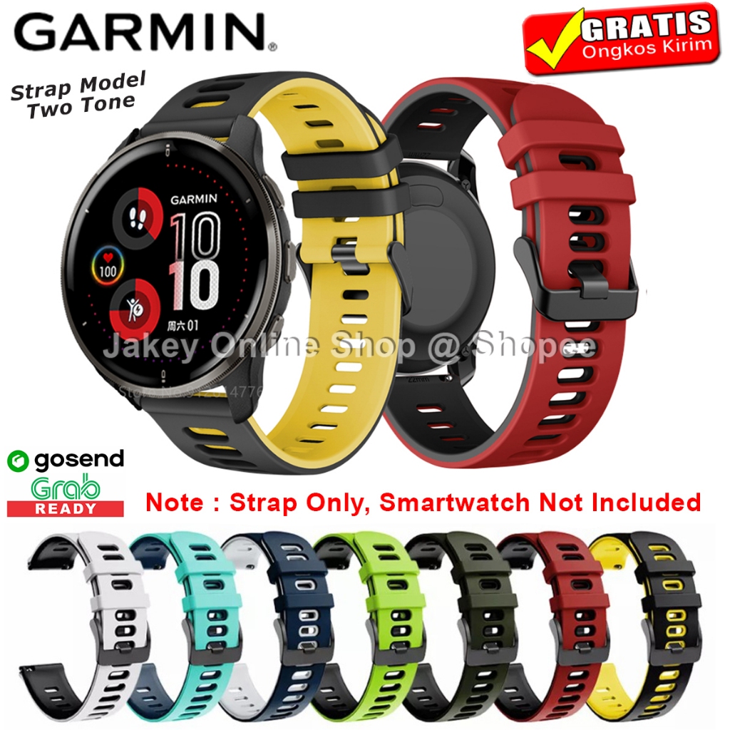 STRAP TALI JAM GARMIN VENU 2 PLUS - GARMIN VENU 2 MODEL TWOTONE RUBBER SILICONE
