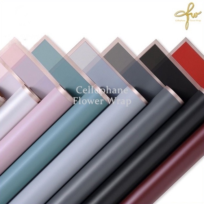 

New Popular ISI 2 Kertas Buket Gold Line Transparant Color Cellophane Flower Wrapping