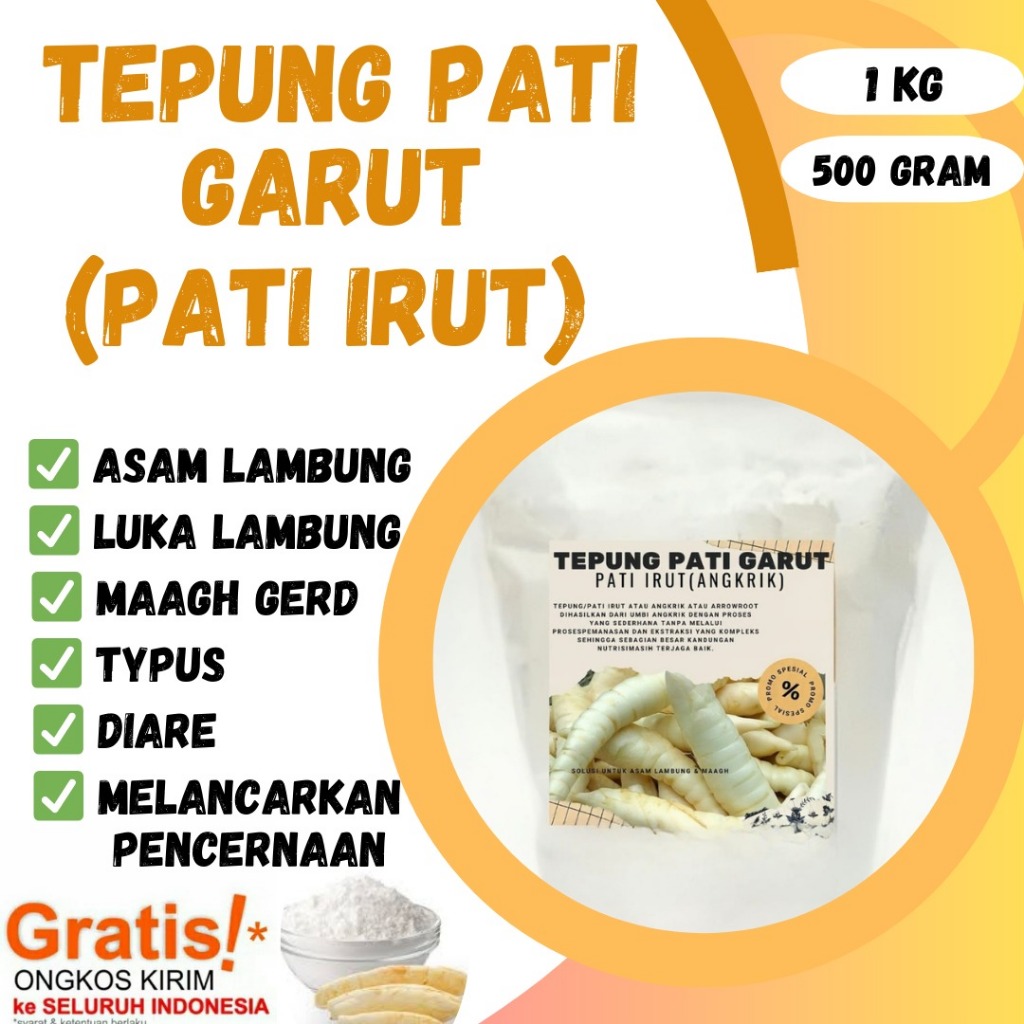 

Tepung garut 500 gram asli tepung irut/pati iru/pati angkrik gluten free pati garut obat lambung