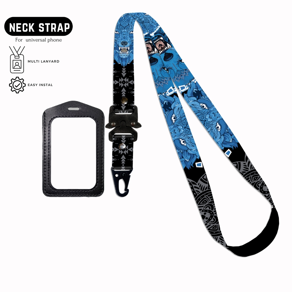 

Billwaz Lanyard Gantungan Id card Wolf Series Blue