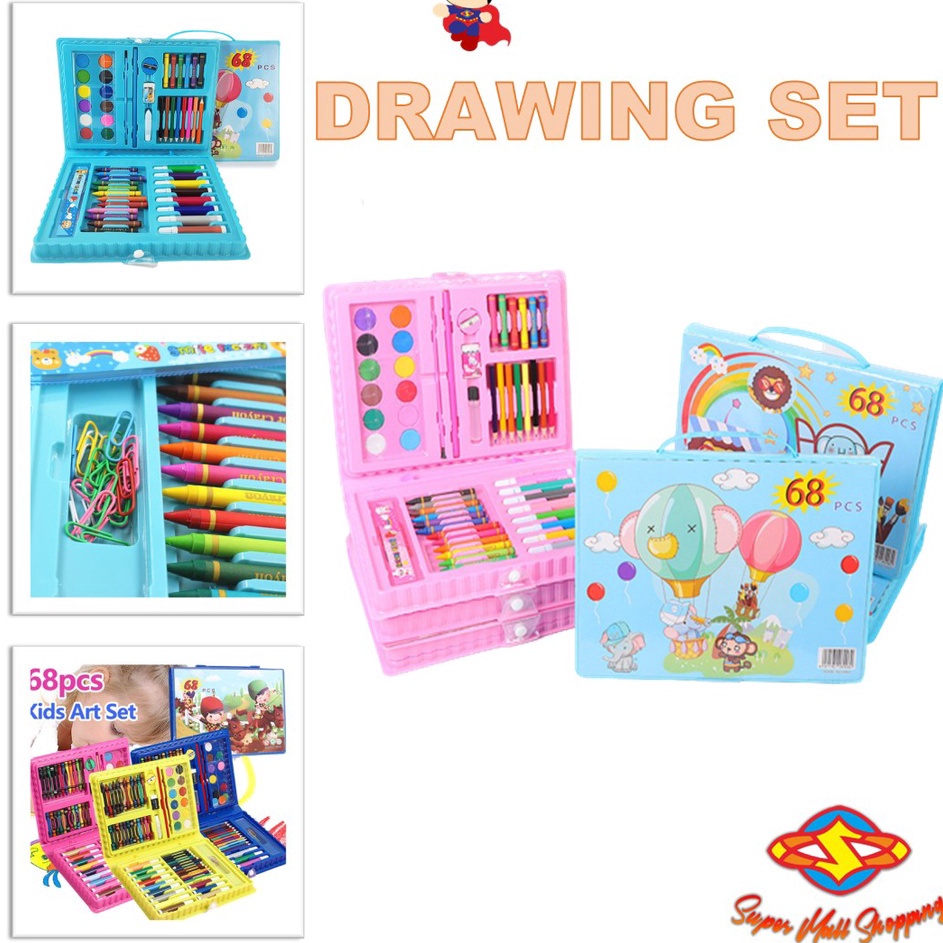

Hadir Terkeren SMS Drawing Set 68Pcs Oil Pastel Crayon 68 IN 1 Set Krayon Mewarnai dan Melukis Lengkap dengan Cat Air Alat Mewarnai Anak Anak Bentuk Koper