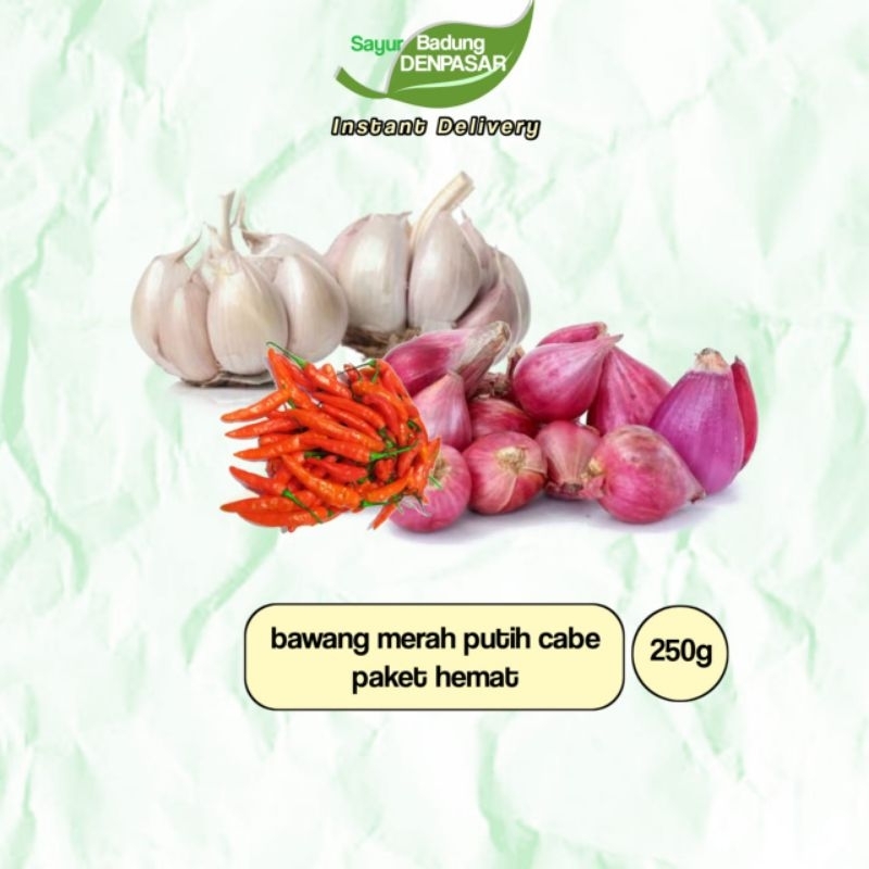 

Cabe & Bawang merah putih mix 250gr _ Sayur Badung