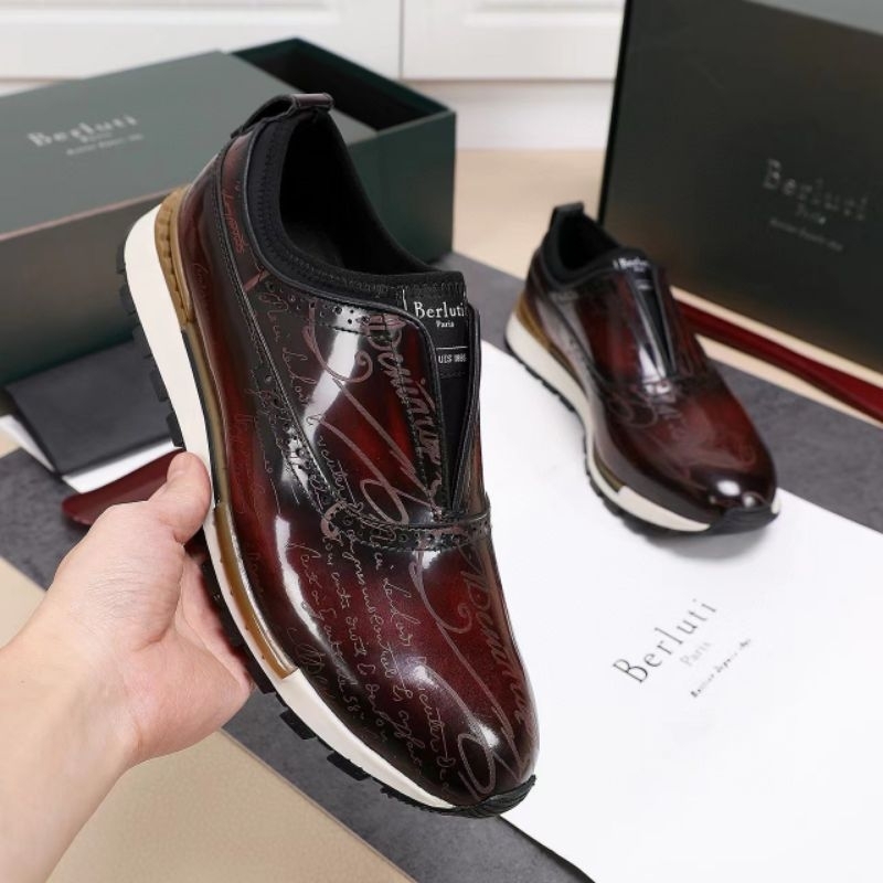 Sepatu berluti sneaker pria mirror shoes cowok slip on mewah