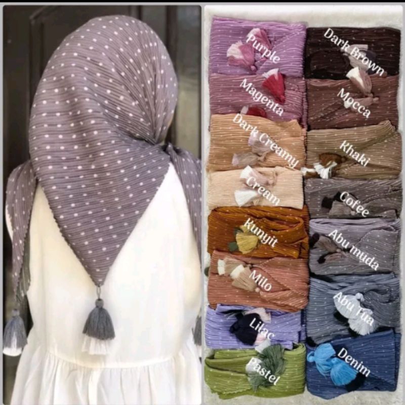Hijab SEGIEMPAT PLISKET JAMBUL / JILBAB AZARA POLKADOT / SEGIEMPAT MOTIF AZARA