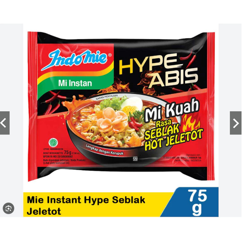 

Mie Indomie Seblak Hot Jeletot Asli